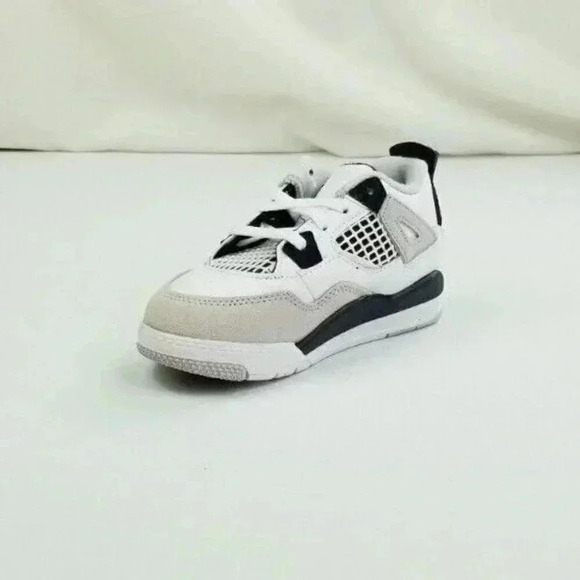 Nike Air Jordan 4 Retro TD White Military Black Shoe Size 9c Toddlers BQ7670-111 - Picture 2 of 12